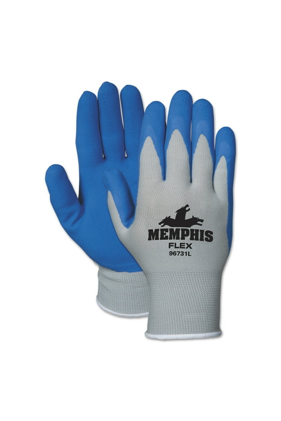 Memphis Flex Seamless Nylon Knit Gloves, Large, Blue/Gray, Dozen -CRW96731LDZ