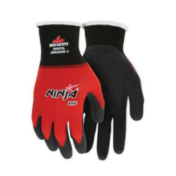 MCR Safety Ninja BNF Gloves 18 Gauge Nylon Shell Nitrile Coated Palm/Fingertips
