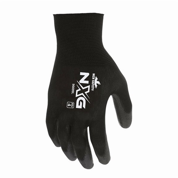 MCR Safety NXG PU Coated Work Gloves, Medium, Black, 12/Pair