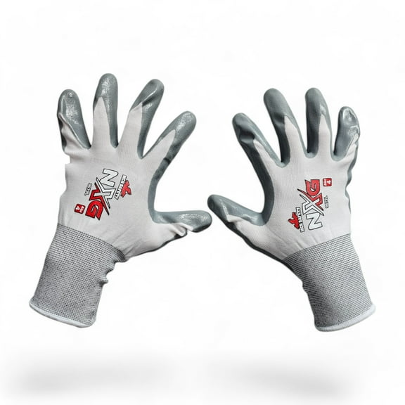 MCR Safety NXGA Work Gloves 13 Gauge White Nylon Shell Gray Nitrile (1 Pair)
