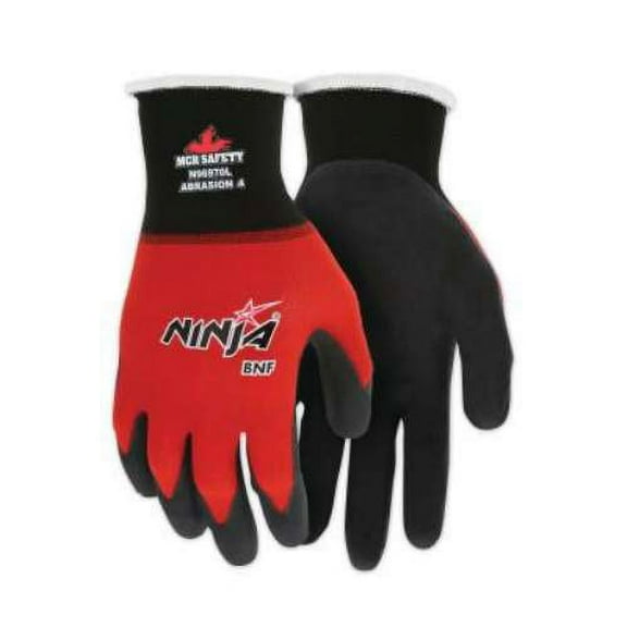 MCR Safety Ninja BNF Gloves 18 Gauge Nylon Shell Nitrile Coated Palm/Fingertips