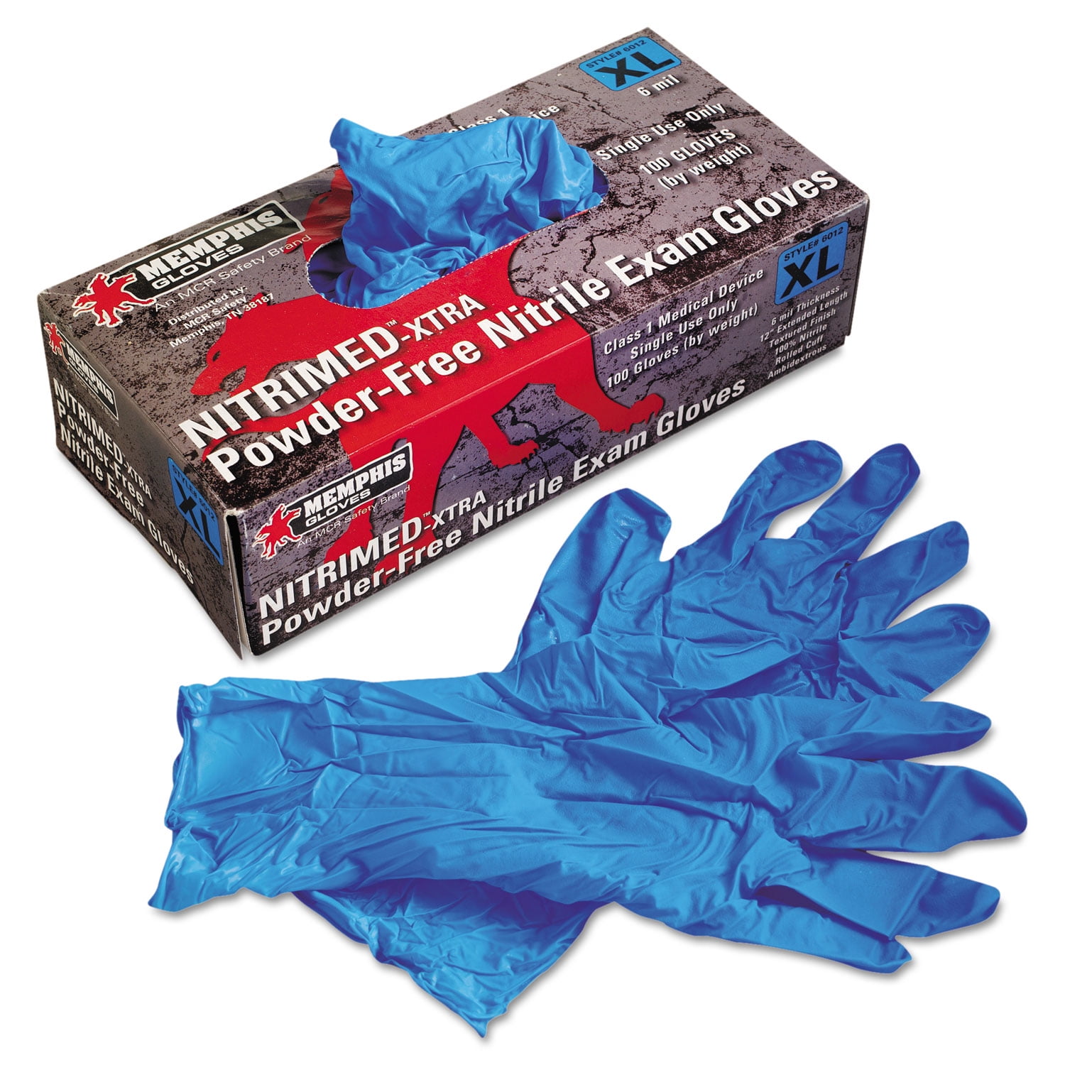Nitri-Med Disposable Nitrile Gloves, Blue, X-Large, 100/Box Nitri-Med Disposable Nitrile Gloves, Blue, X-Large, 100/Box