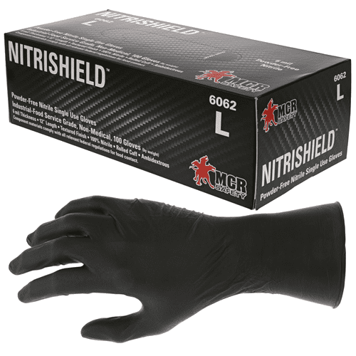 MCR Safety 6062 Nitri Shield Stealth Extra Gloves 6 MIL Black X-Large