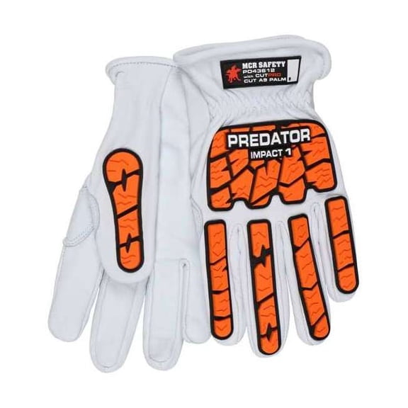MCR Safety Predator Mechanics Goatskin Leather Drivers Work Gloves, Tire Tread T
