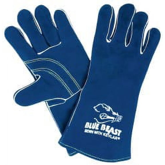 MCR Safety Size 2XL Cowhide Welding Glove Gauntlet Cuff, 13" OAL, Blue, Paired