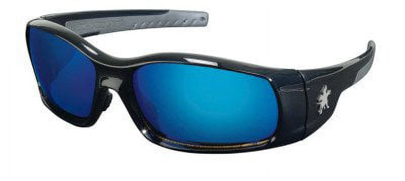 MCR Safety Swagger Safety Glasses, Frame HC, Black Mirror - Diamond (135-SR118B) Duramass PR 1 Blue Lens