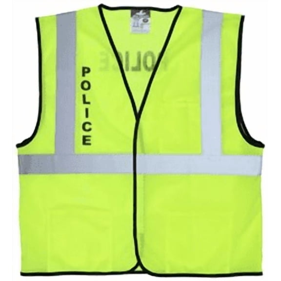 MCR Safety VCL2MLPLCM Safety Class 2 Police Mesh Fluorescent Lime Medium Vest