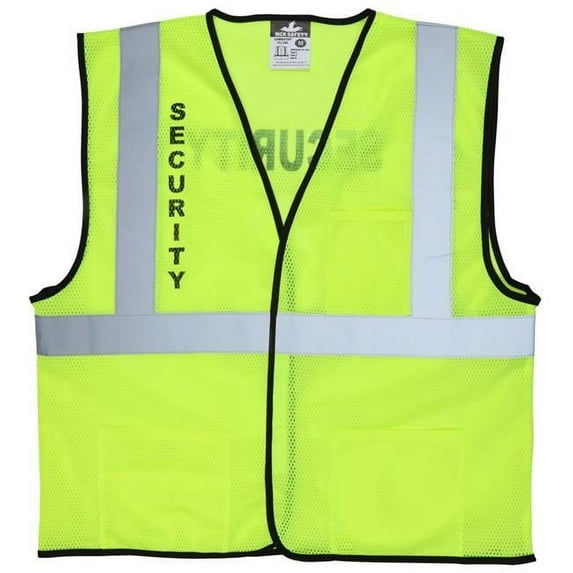 MCR Safety VCL2MLSECM Safety Class 2 Security Mesh Fluorescent Lime Medium Vest