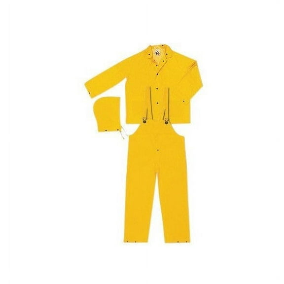 MCR Safety Yellow Classic .35 mm Polyester And PVC 3-Piece Rain Suit With Detachable Hood And Bib Pants