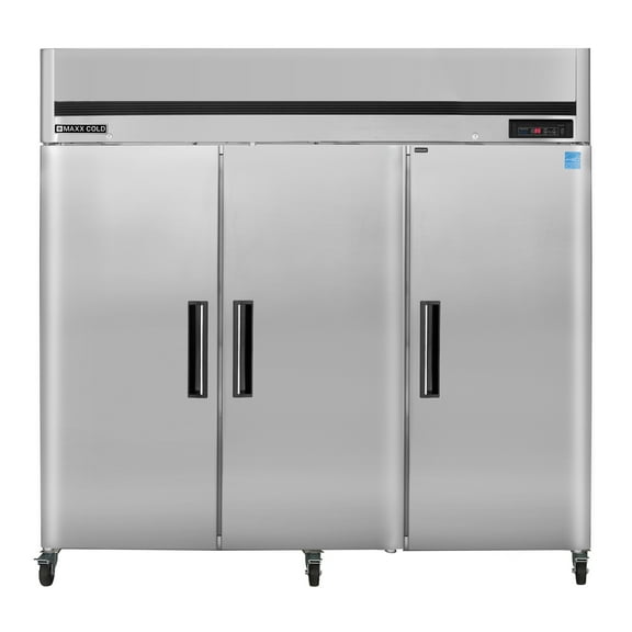 Maxx Cold Triple DoorReach-In Refrigerator, Top Mount, 81"W, 72 cu. ft. Storage Capacity, in Stainless Steel (MCRT-72FDHC)