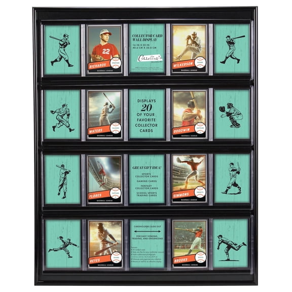 MCS 16x20 Inch Collector Card Wall Display, Holds 20 Sports Cards, Black (52894)