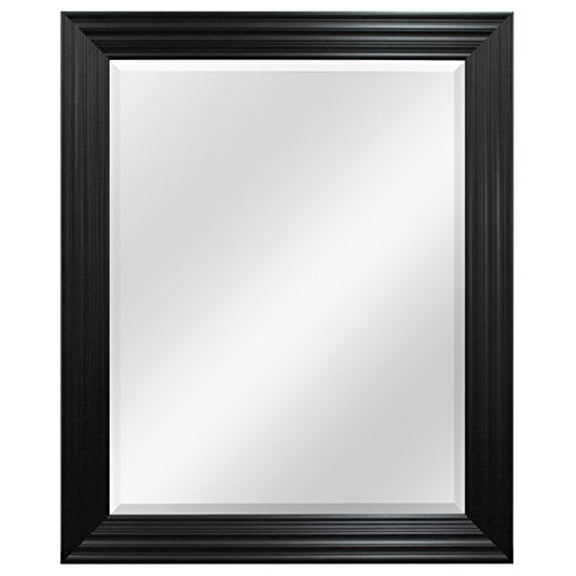 MCS 28x34 Large Wall Mirror, Brushed Black Frame & Beveled Detail Mirror, Vertical & Horizontal Wall Hanging Mirror for Bathroom, Bedroom & Livingroom