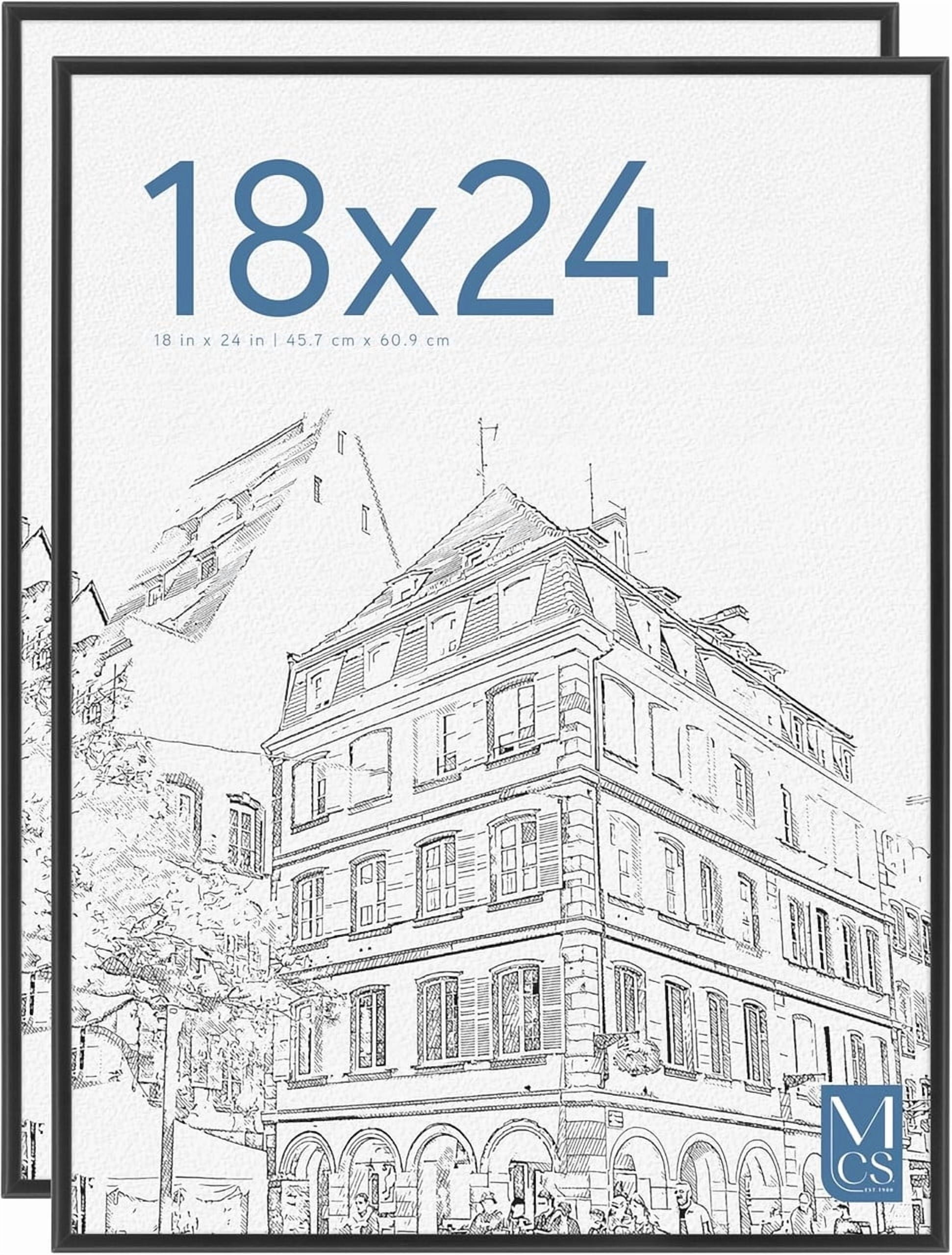 MCS Original Poster Frame 18x24 Black Lightweight Vertical & Horizontal Wall Hanging Large Picture Frame for Posters, Art Prints & Gallery Wall (6-Pack)