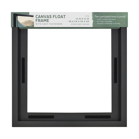 MCS Canvas Float Frames 12x12 Frame, Black Square Frame for Finished Canvases, Vertical & Horizontal Wall Hanging for Canvas Paintings (1-Pack)