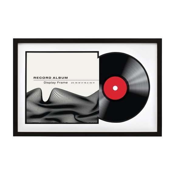 MCS Double Matte Record Album Frame, 16.5x25 Record Frame, Black Frame for LP Vinyl Record & Jacket Display with Black Matting (1-Pack)