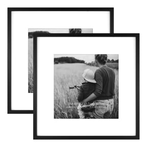 MCS East Village 18x18 Matted Square Picture Frame with 12x12 Photo Display, Black Wall Hanging Frame for Photos & Posters (2-Pack)