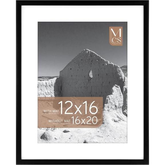 MCS Everline Collection 16x20 Poster Frame, Display Pictures 12x16 With Mat or 16x20 Without Mat, Vertical & Horizontal Wall Hanging Large Picture Frame for Photos & Posters, Black (1-Pack)