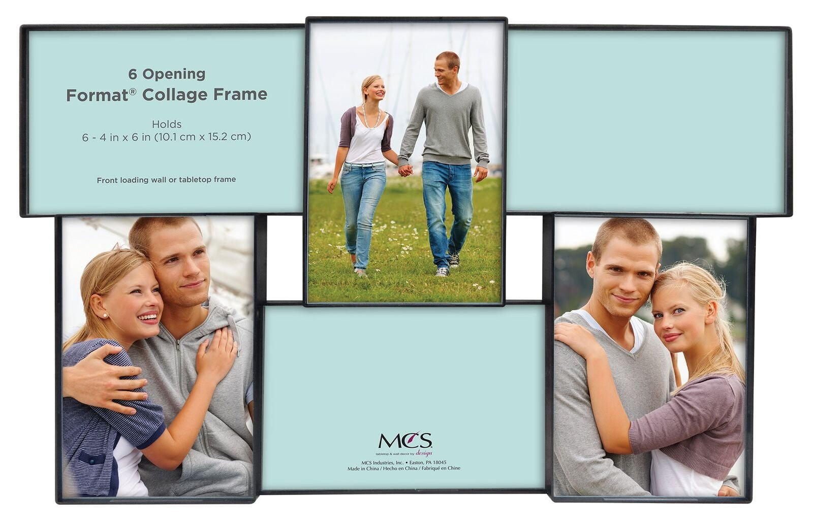MCS FrontLoading Collage Picture Frame With 6 Openings, 4 x 6, Black