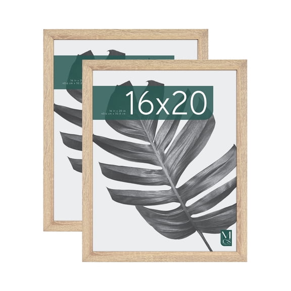 MCS Studio Gallery 16x20 Poster Frame Natural Woodgrain Engineered Wood, Vertical & Horizontal Wall Hanging Large Picture Frame for Photos, Posters & Art Prints (2-Pack)