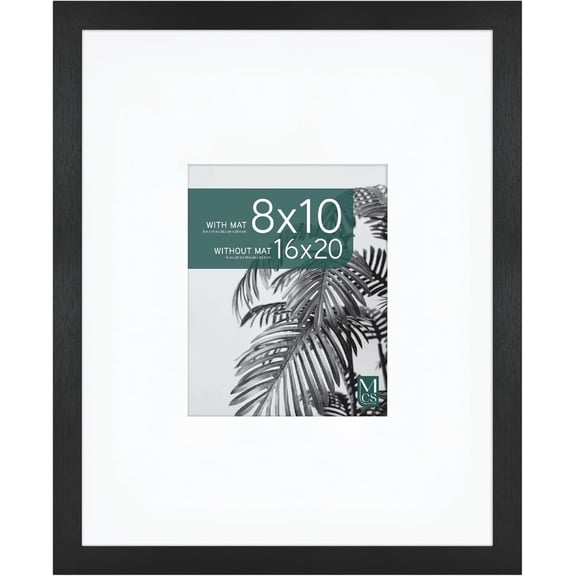 MCS Studio Gallery 16x20 Matted Photo Frame with 8x10 Picture Display, Black Woodgrain Engineered Wood Vertical & Horizontal Wall Hanging Large Picture Frame for Photos & Art Prints (1-Pack)