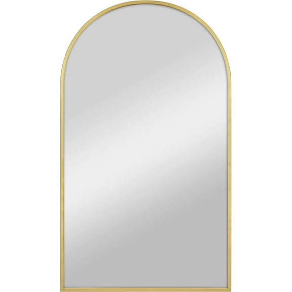 MCS Master & Co. Modern Metal Large Wall Mirror, Minimalist Home Decor Arch Mirror for Living Room, Bedroom, or Bathroom, 20 by 34 Inch, Brass