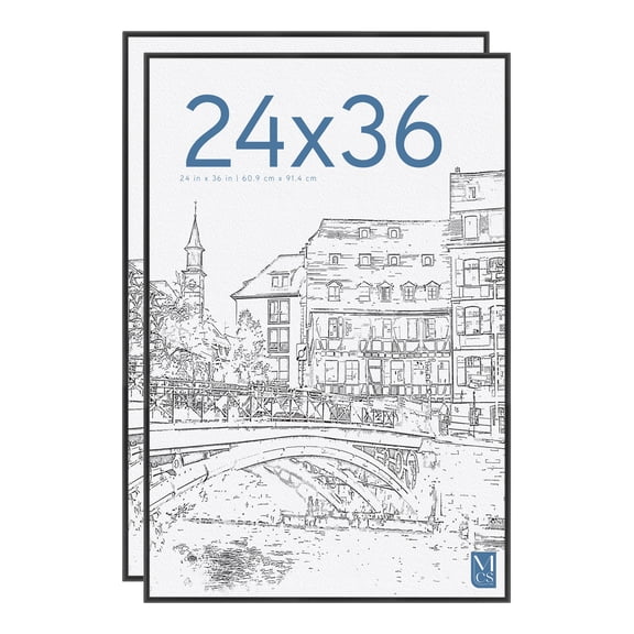 MCS Original Poster Frame 24x36 Black Lightweight Vertical & Horizontal Wall Hanging Large Picture Frame for Posters, Art Prints & Gallery Wall (2-Pack)