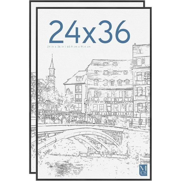 MCS Original Poster Frame 60960 24x36 Black Lightweight Vertical & Horizontal Wall Hanging Large Picture Frame 044021609606 for Posters, Art Prints & Gallery Wall (2-Pack)