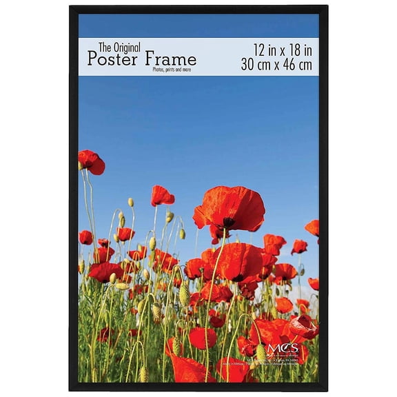 MCS Black plastic POSTER size frame with Corrugated Backing - 12x18