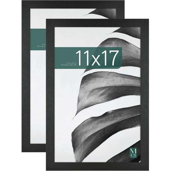 MCS Studio Gallery 11x17 Picture Frame Black Woodgrain, Rectangle Photo Frame for Photos, Posters & Art Prints (2-Pack)