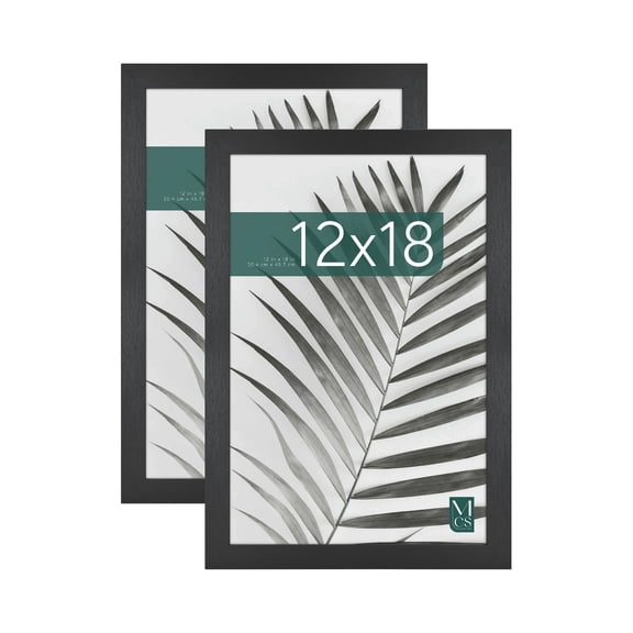 MCS Studio Gallery 12x18 Picture Frame Black Woodgrain Engineered Wood, Rectangle Photo Frame for Photos, Posters & Art Prints (2-Pack)