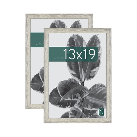 MCS Studio Gallery 13x19 Picture Frame Gray Woodgrain Engineered Wood, Rectangle Photo Frame for Photos, Posters & Art Prints (2-Pack)