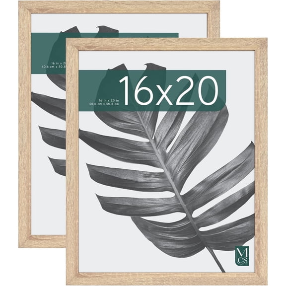 MCS Studio Gallery 16x20 Poster Frame Natural Woodgrain Engineered Wood, Vertical & Horizontal Wall Hanging Large Picture Frame for Photos, Posters & Art Prints (2-Pack)