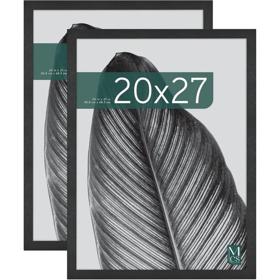 MCS Studio Gallery 20x27 Poster Frame Black Woodgrain Engineered Wood, Vertical & Horizontal Wall Hanging Large Picture Frame for Photos, Posters & Art Prints (2-Pack)
