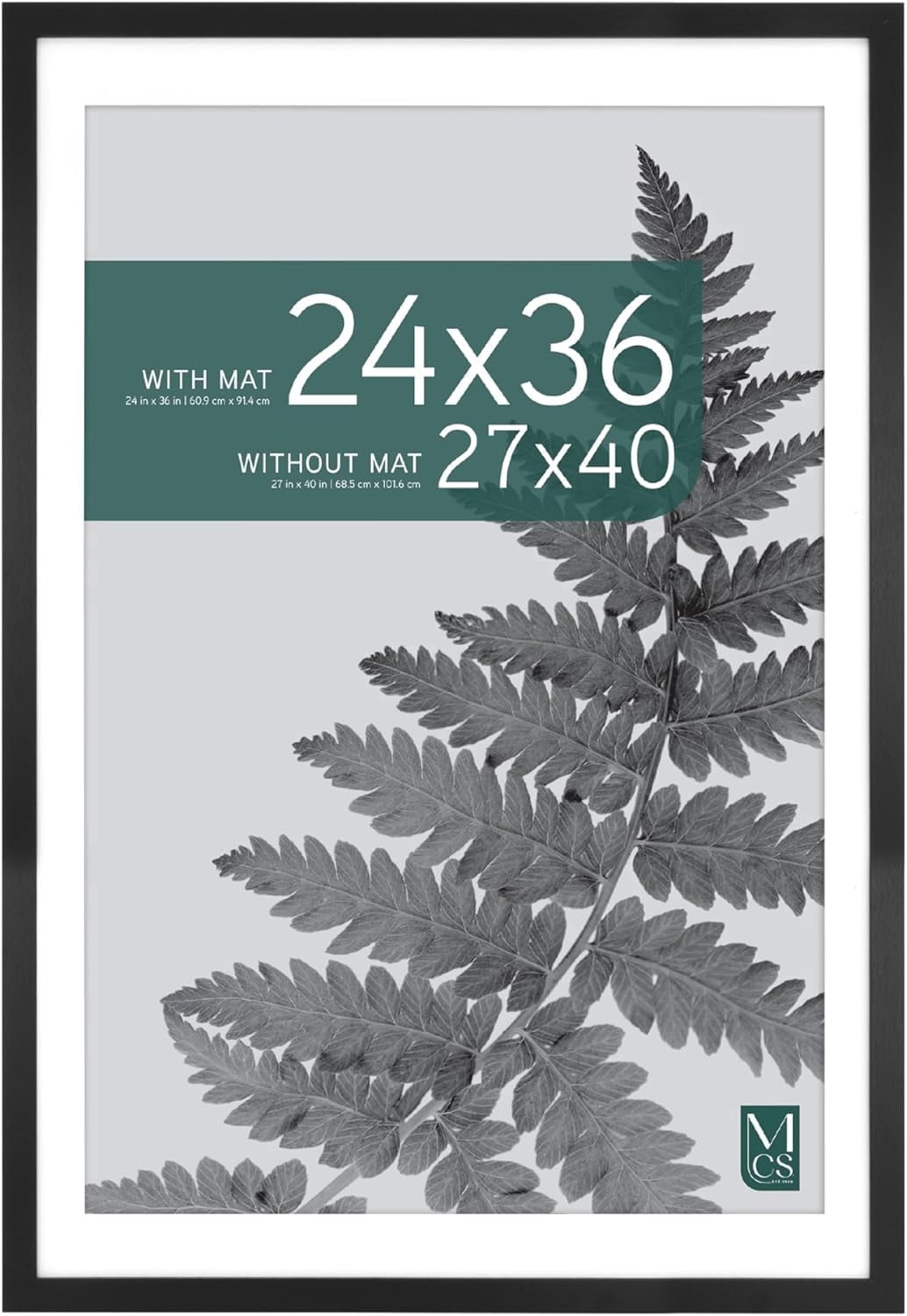 MCS Studio Gallery 27x40 Matted to 24x36 Poster Frame Black Woodgrain, Vertical & Horizontal Wall Hanging Large Picture Frame for Photos, Posters & Art Prints (1-Pack)