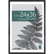 MCS Studio Gallery 27x40 Matted to 24x36 Poster Frame Black Woodgrain, Vertical & Horizontal Wall Hanging Large Picture Frame for Photos, Posters & Art Prints 1-Pack