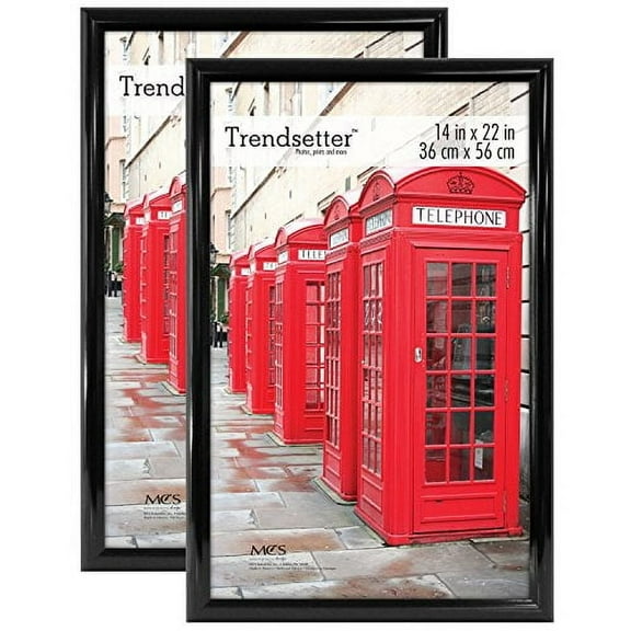 MCS Trendsetter 14x22 Poster Frame Black High-Gloss, Vertical & Horizontal Wall Hanging Large Picture Frame for Photos, Posters & Art Prints (2-Pack)