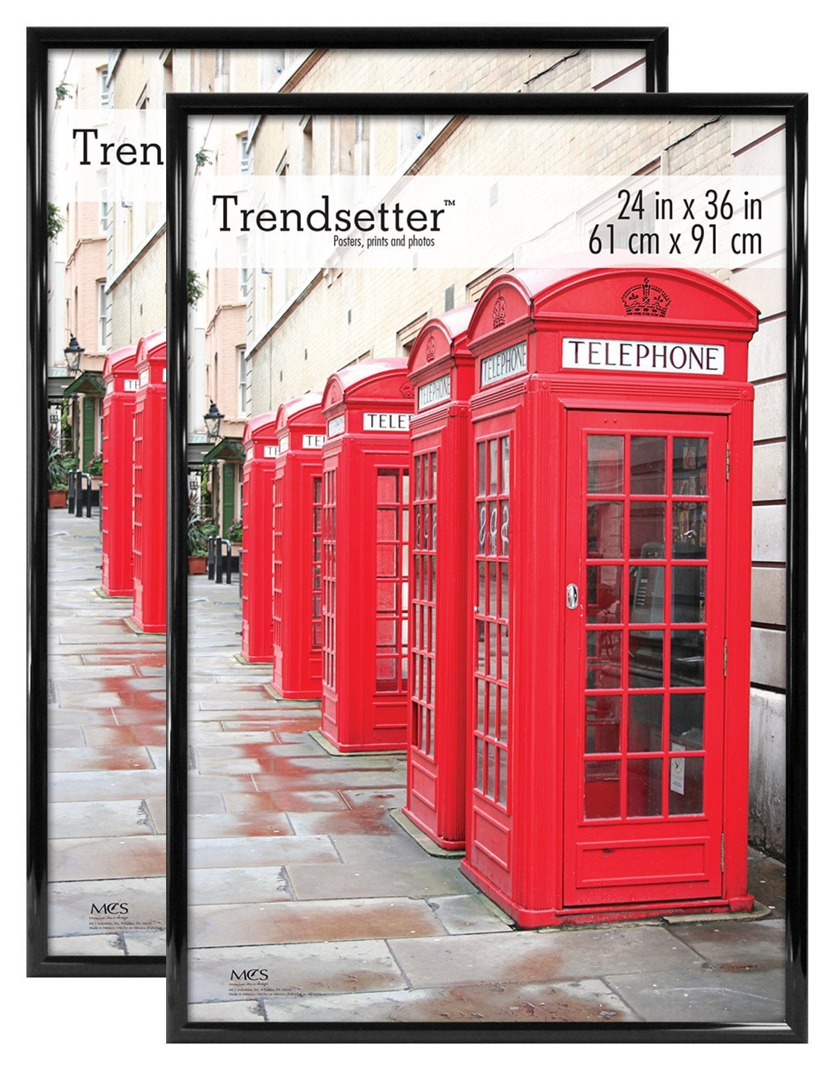 Black Rectangular 24x36 Wall Mount Poster Frame Set