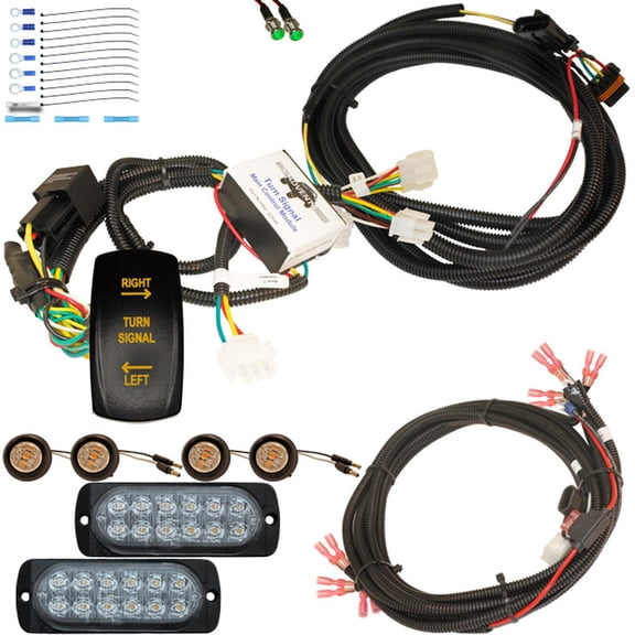 MCSADVENTURES Amber Plug and Play Vertical Rocker Turn Signal Kit for 15-18 RZR - orange backlight - with 2 row bolt-on lights