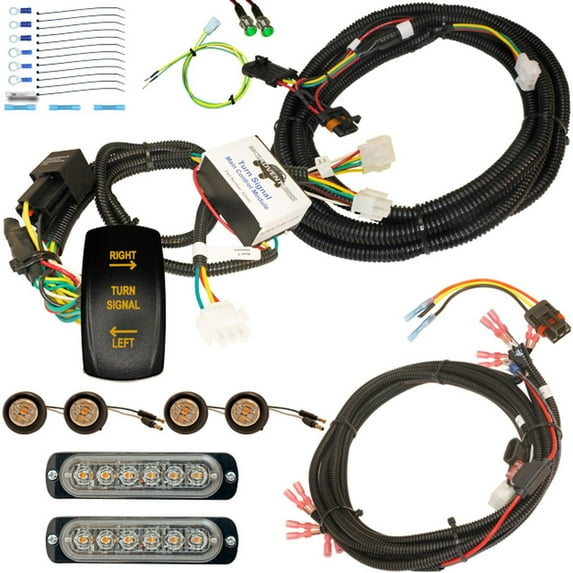 MCSADVENTURES Amber Vertical Rocker Turn Signal Kit for Polaris General - orange backlight - bolt-on lights