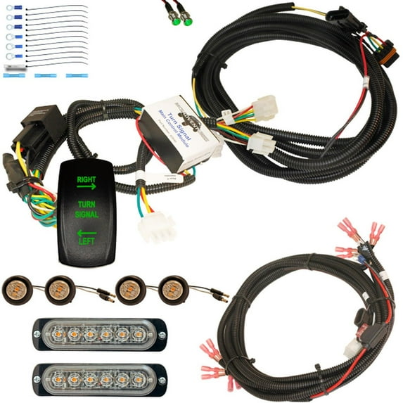 MCSADVENTURES Green Plug and Play Vertical Rocker Turn Signal Kit for 15-18 RZR - green backlight - bolt-on lights
