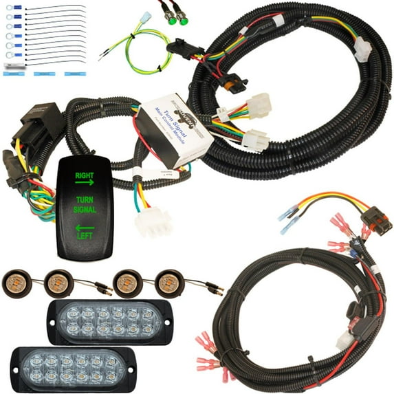 MCSADVENTURES Green Vertical Rocker Turn Signal Kit for Polaris General - green backlight - with 2 row bolt-on lights