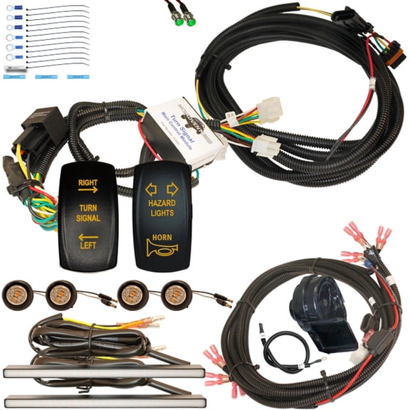 MCSADVENTURES Plug and Play Vertical Rocker Switch Plug and Play turn kit with Horn / Hazard addon for 15-18 Polaris RZR - forward facing stick-on lights