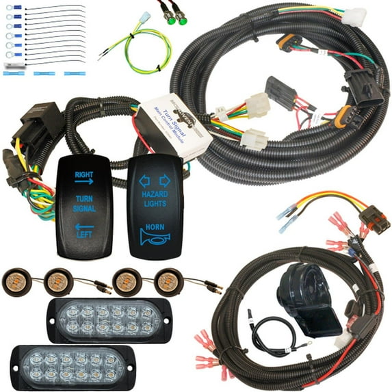 MCSADVENTURES Plug and Play Turn Signal Kit with Vertical Horn/Hazard for 14+ RZR, 18+ Ranger xp - with 2 row bolt-on lights