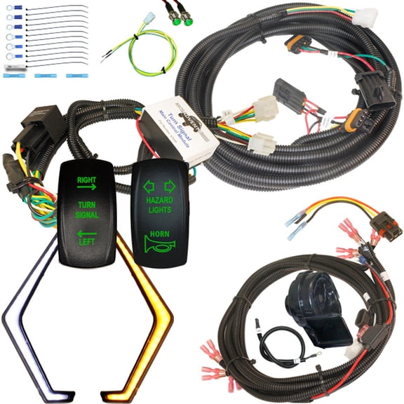 MCSADVENTURES Plug and Play Turn Signal Kit with Vertical Horn/Hazard for 19+ RZR with Fang Lights (clear lens)
