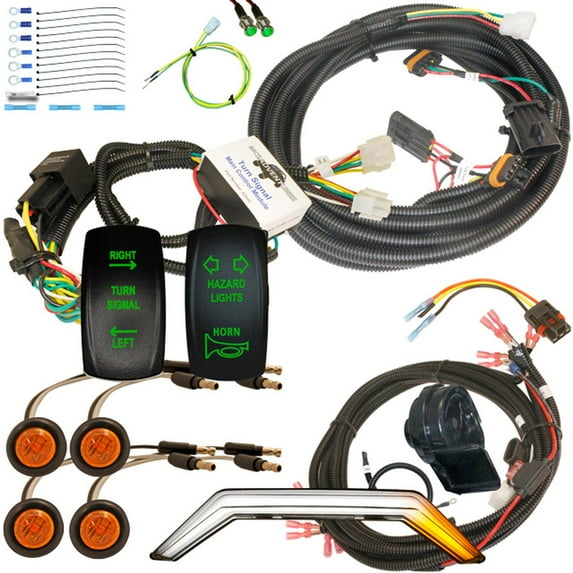 MCSADVENTURES Plug and Play Turn Signal Kit with Vertical Horn/Hazard for 2020+ RZR Pro - amber/amber with fang