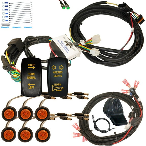 MCSADVENTURES Plug and Play Vertical Rocker Switch Plug and Play turn kit with Horn / Hazard addon for 15-18 Polaris RZR - amber/amber