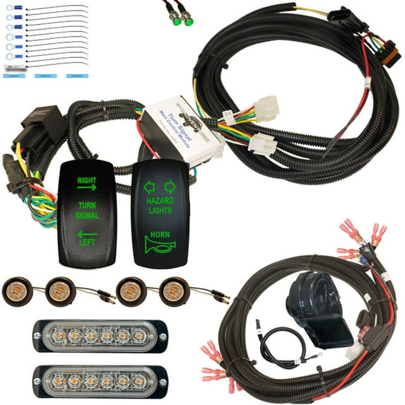 MCSADVENTURES Plug and Play Vertical Rocker Switch Plug and Play turn kit with Horn / Hazard addon for 15-18 Polaris RZR - bolt-on lights