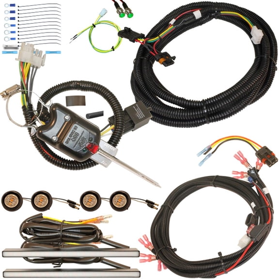 MCSADVENTURES Plug and Play turn kit with hazard (Ranger/General) Black Lever Switch - forward facing stick on front lights