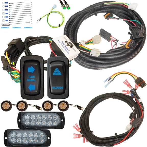 MCSADVENTURES Vertical Rocker Turn Signal / Hazard Kit for 19+ Ranger L Series -blue backlight with 2 row bolt-on front lights