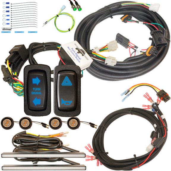 MCSADVENTURES Vertical Rocker Turn Signal with Horn/Hazard Combo Kit for 19+ Ranger L Series -blue backlight - forward facing stick-on front lights
